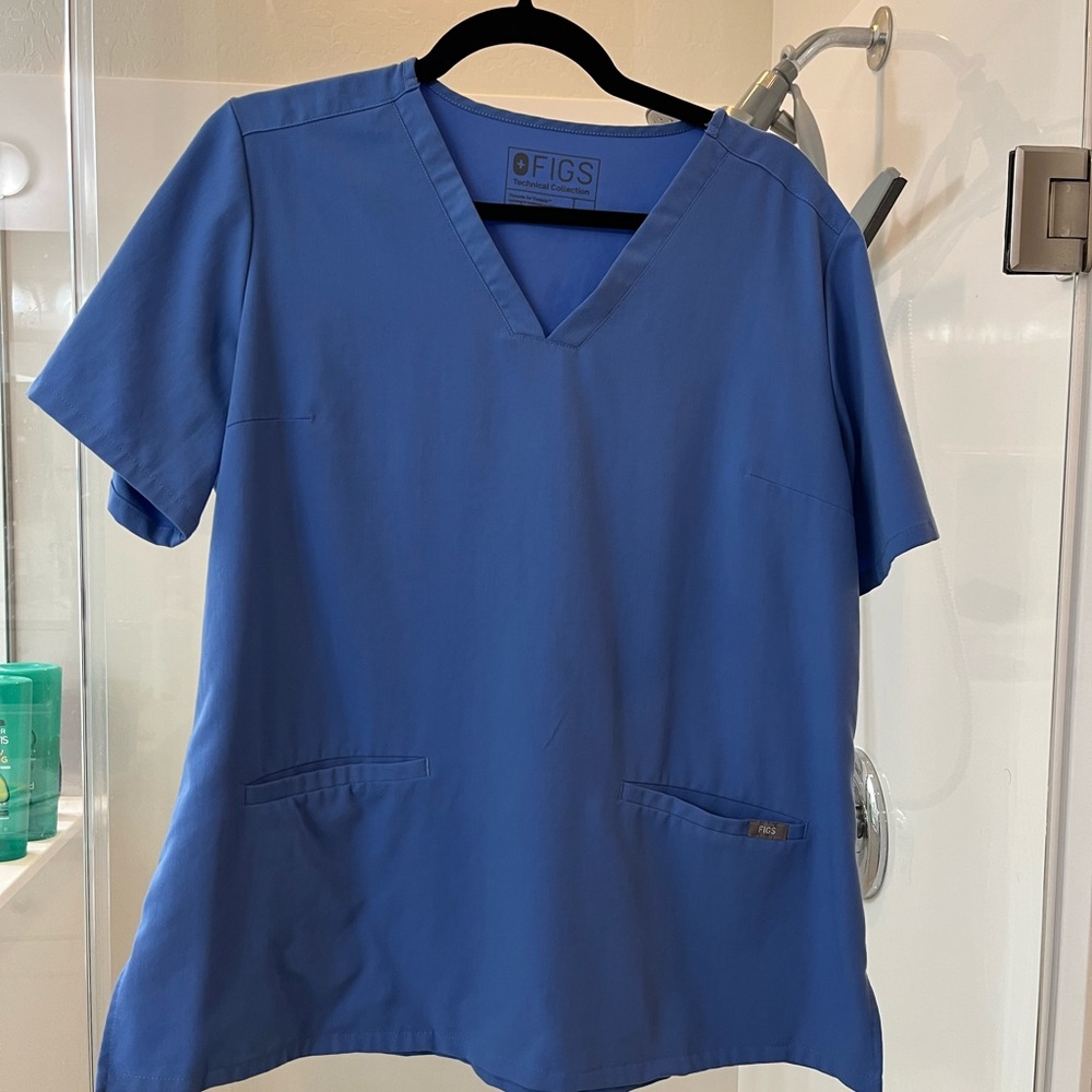 FIGS Ceil Blue Scrub Top, Size L